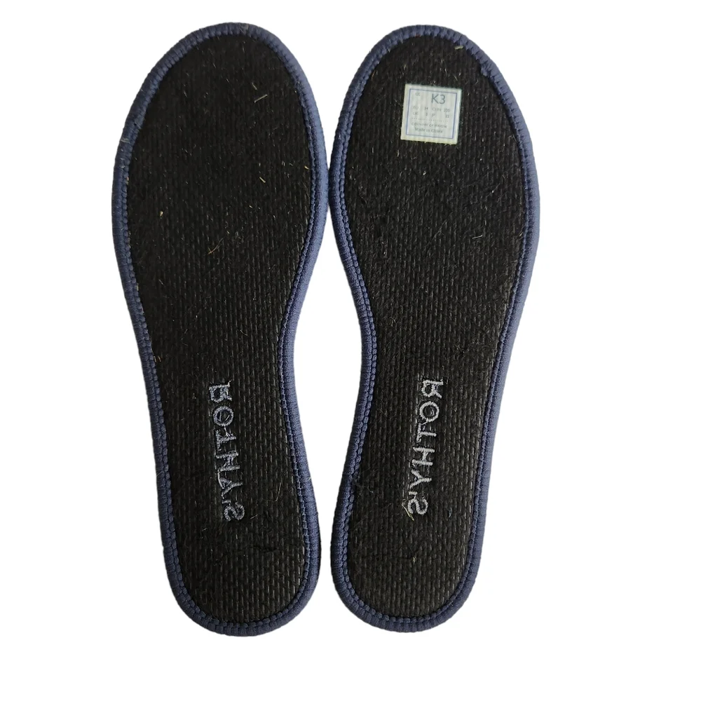 Rothy's Navy and Cream Gingham Kids Slip-On Flats with Gold Heart